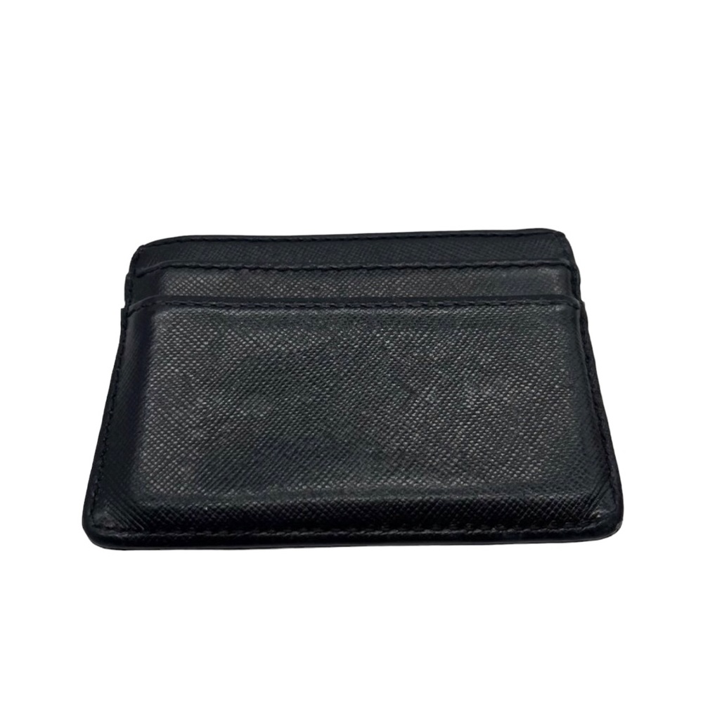 Tory Burch Logo Black Leather Card Holder Small Wallet 4”x 3” - Picture 6 of 8